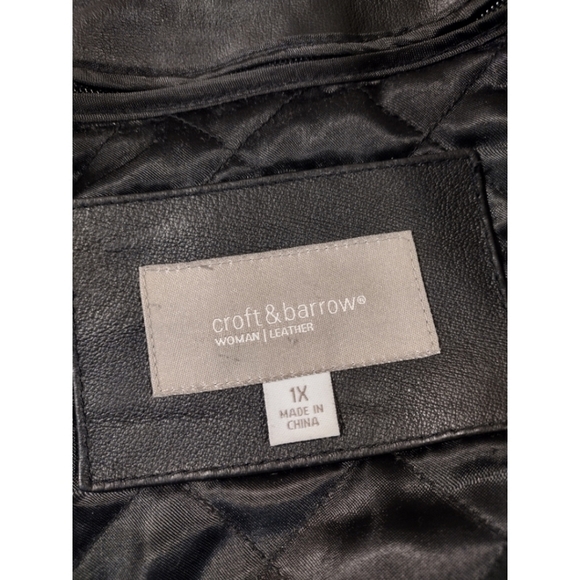 Croft & Barrow Woman black leather toggle coat with removable faux fur t… - Picture 8 of 16